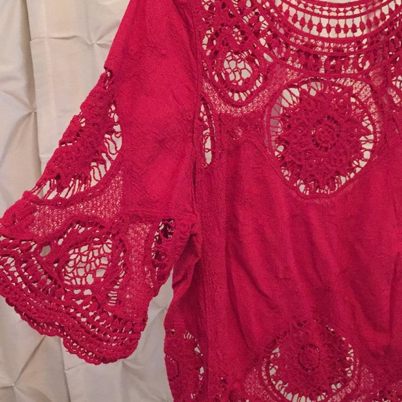 Red/Pink knit cotton rayon top no tag looks large. - Picture 2 of 5